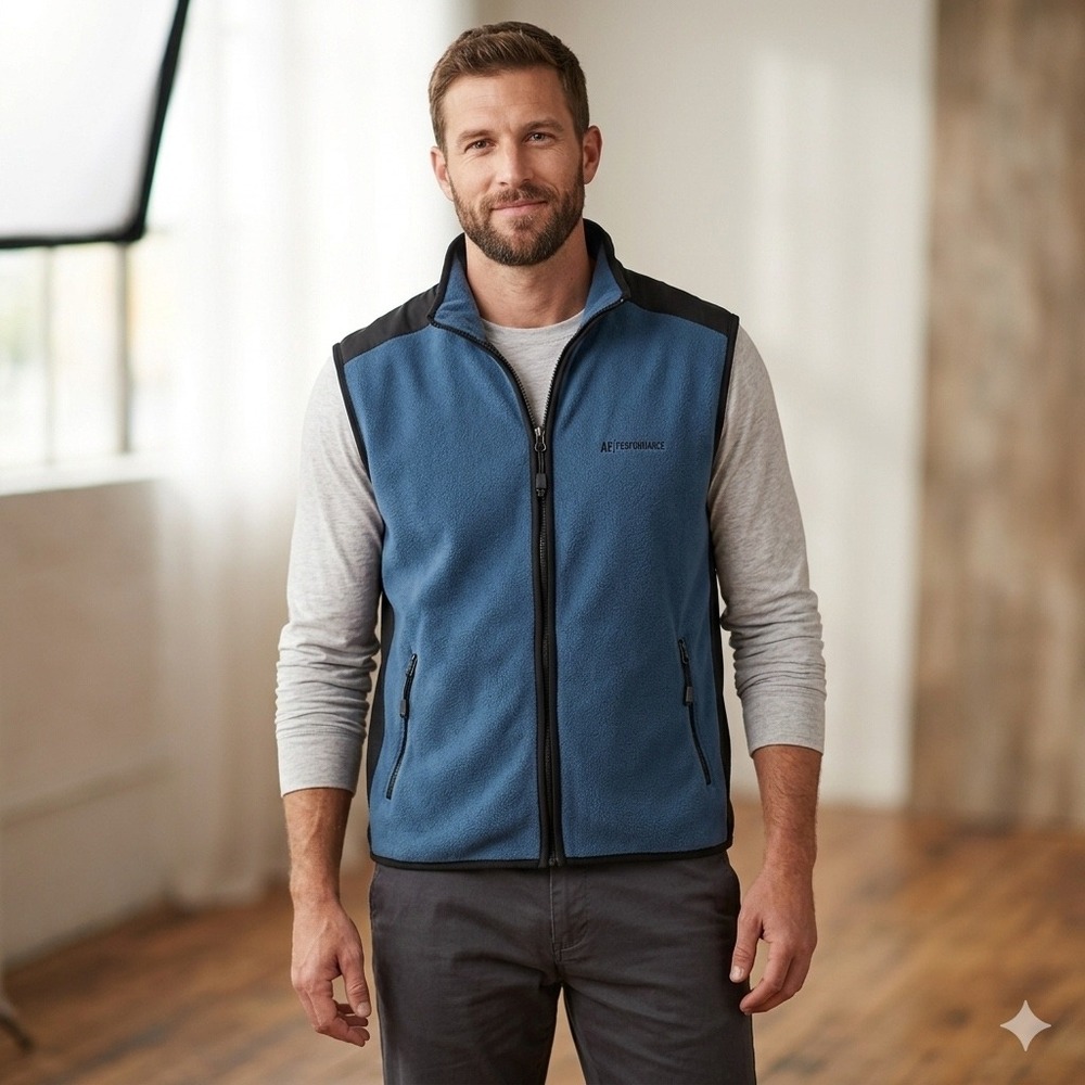 Vintage American Eagle Mens Size XL Performance Fleece Vest Blue Black Gorpcore‎